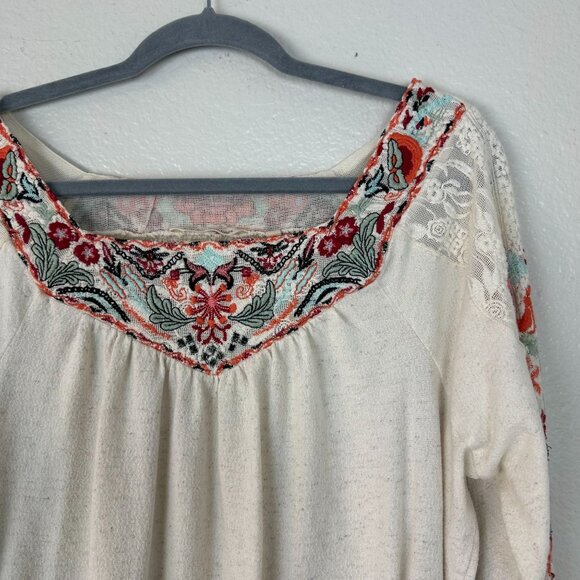 Soft Surroundings Mariella Floral Embroidered Linen Blend Boho Tunic Top XL - Picture 3 of 14